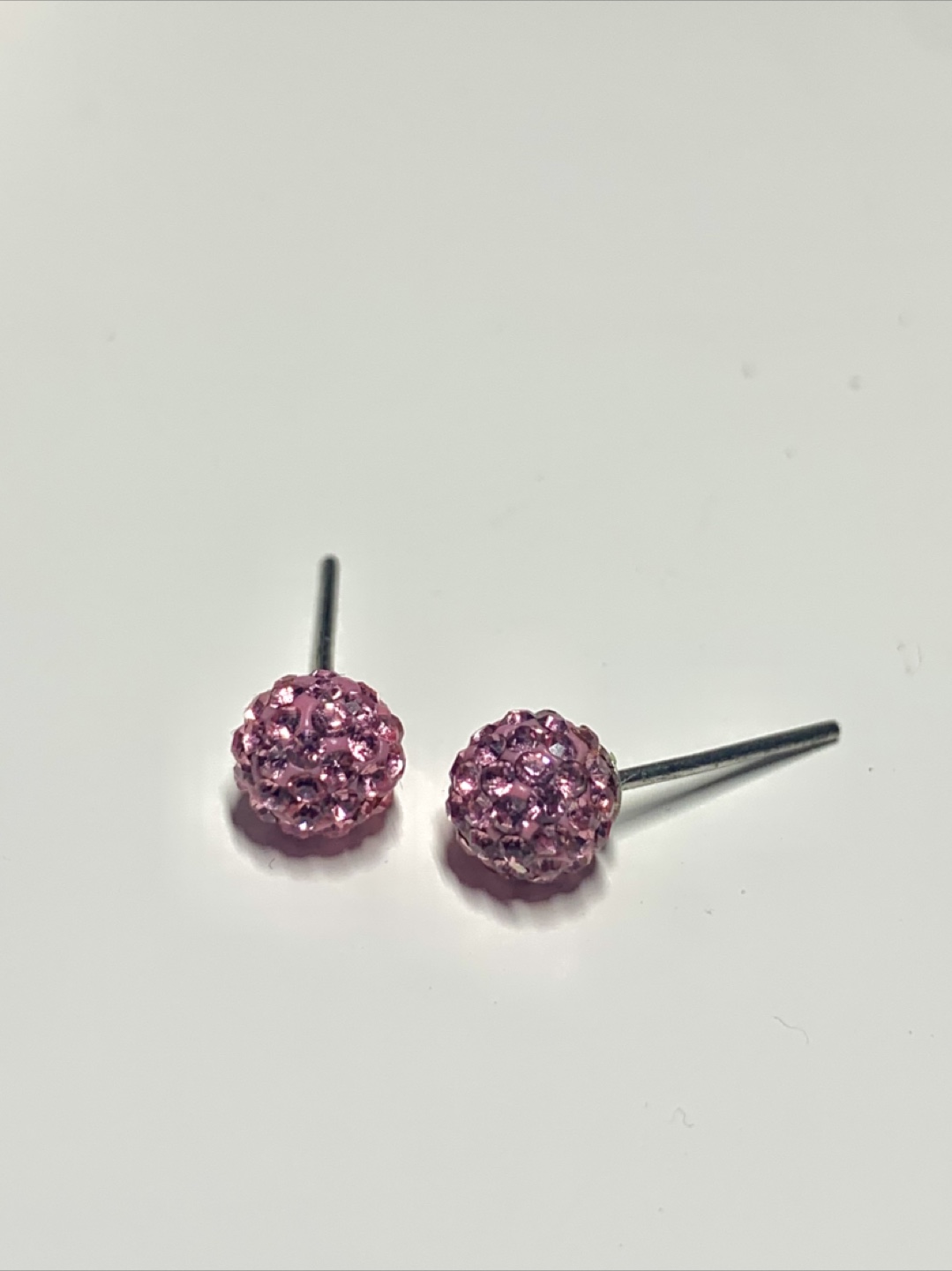 8mm Sparkle Crystal Ball Studs - pink, blue, purple - photo 2