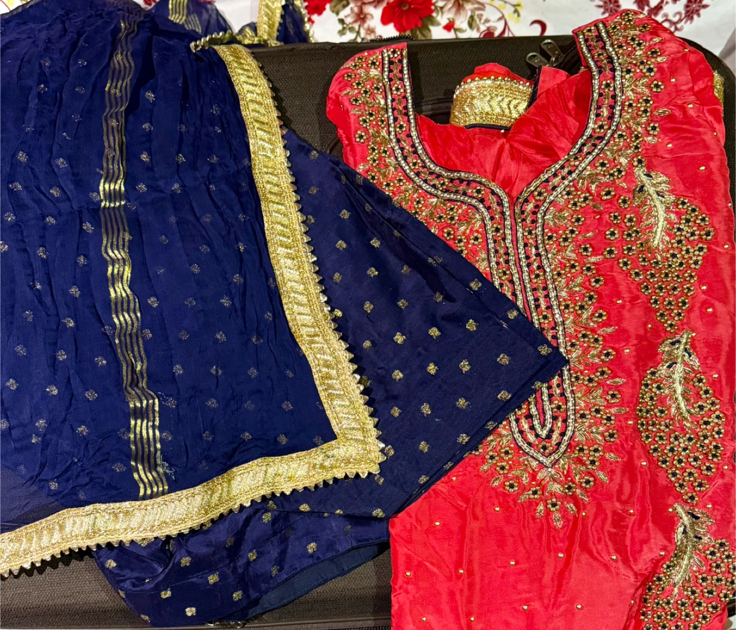 Red Embroidered Salwar Kameez Suit (XL) - photo 4
