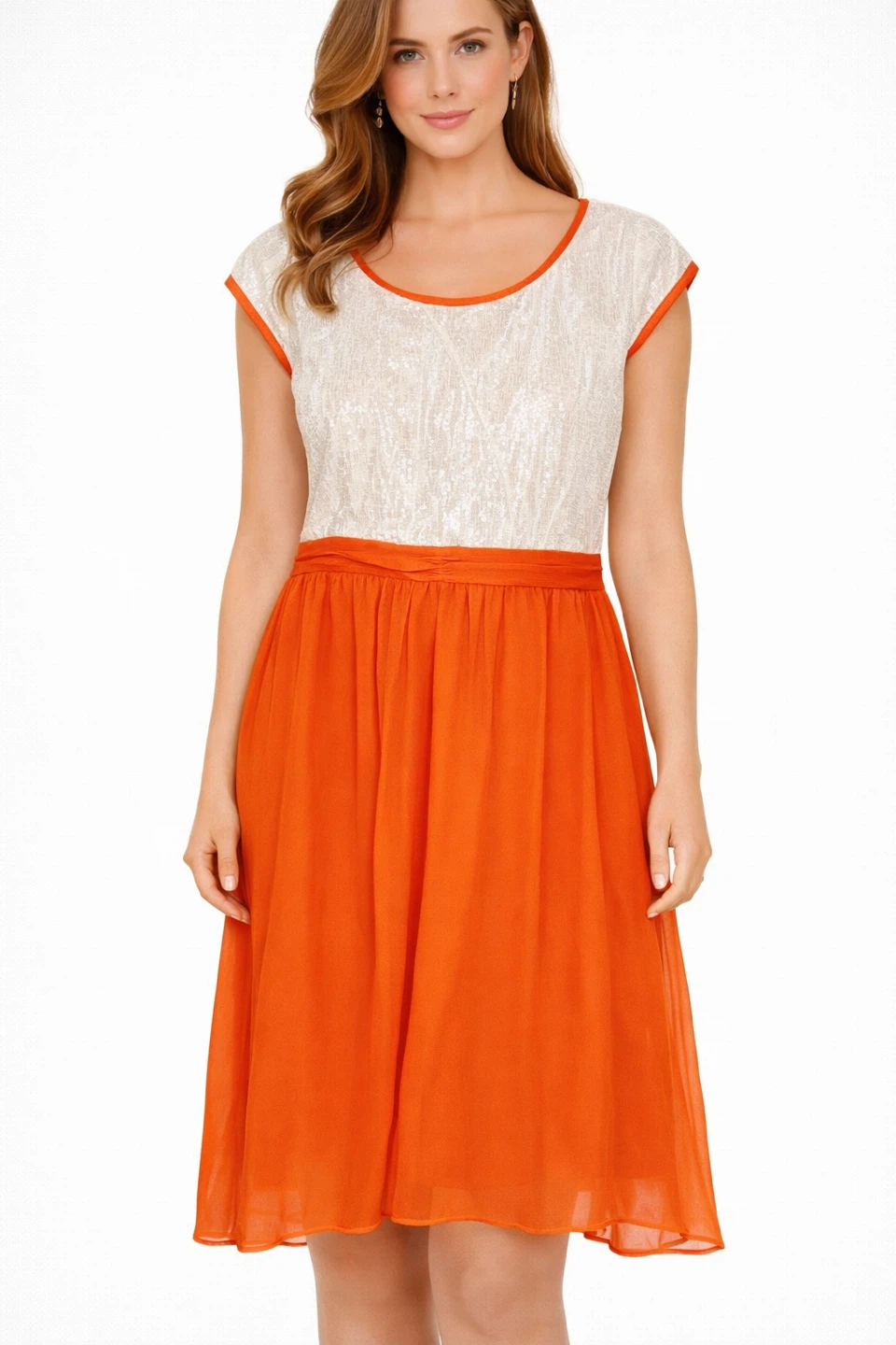 Sweet Lemon Dress - Size XL - Orange & Silver