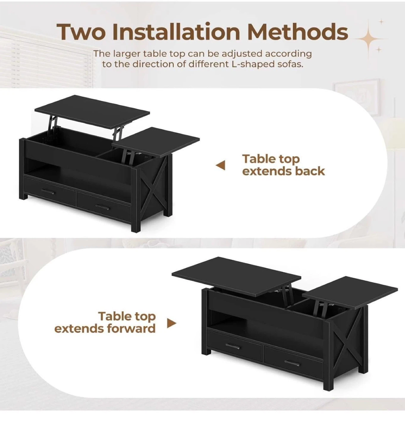 Lift Top Coffee Table - Black - photo 4