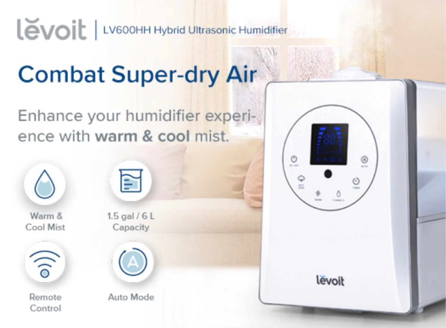 Levoit LV600HH Hybrid Ultrasonic Humidifier