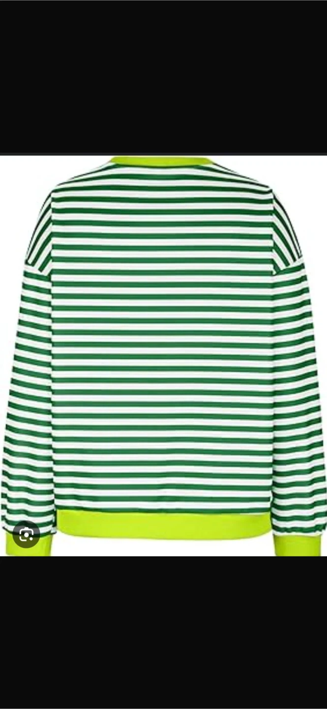 NEW! ALLMLOERS Striped Green/White Cotton Blend Sweater - photo 2