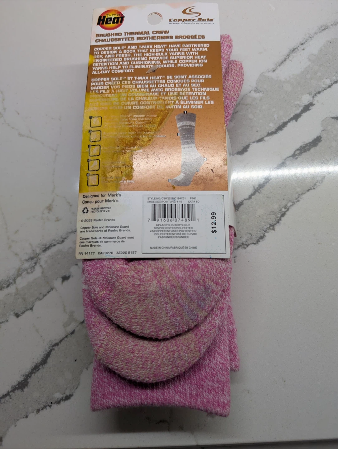 Copper Sole T-MAX Heat Thermal Crew Socks - New! - photo 2