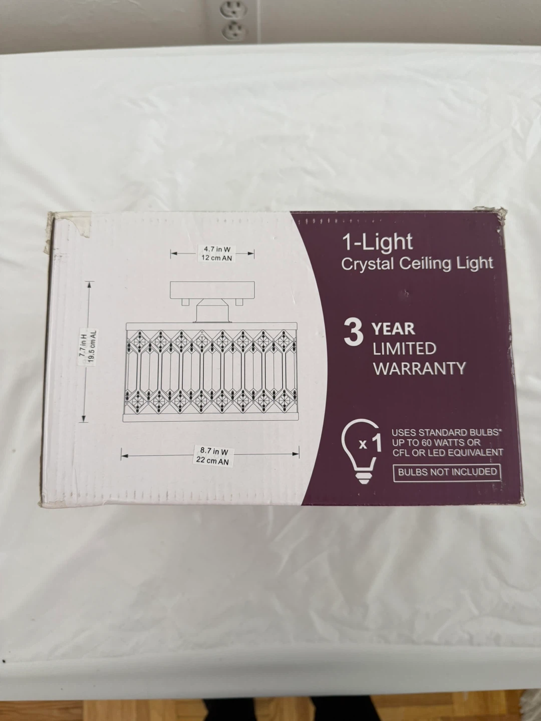 1-Light Crystal Ceiling Light (New)