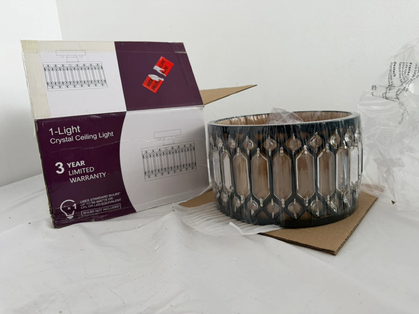 1-Light Crystal Ceiling Light (New) - photo 3