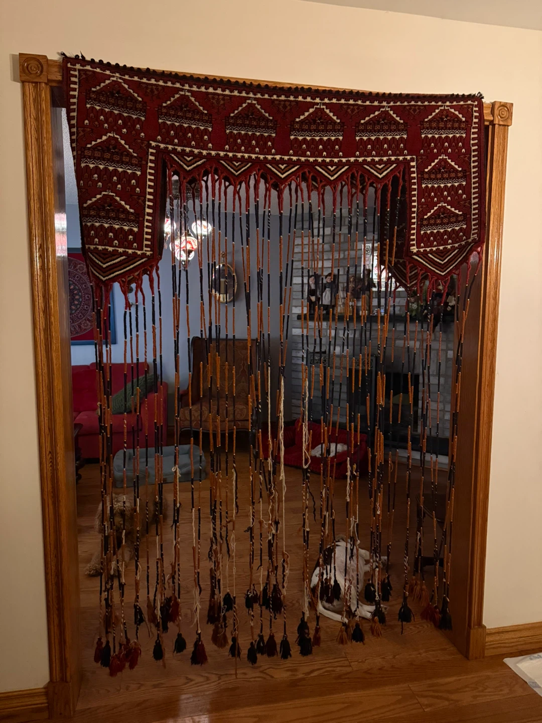Red & Brown Beaded Doorway Curtain - photo 2