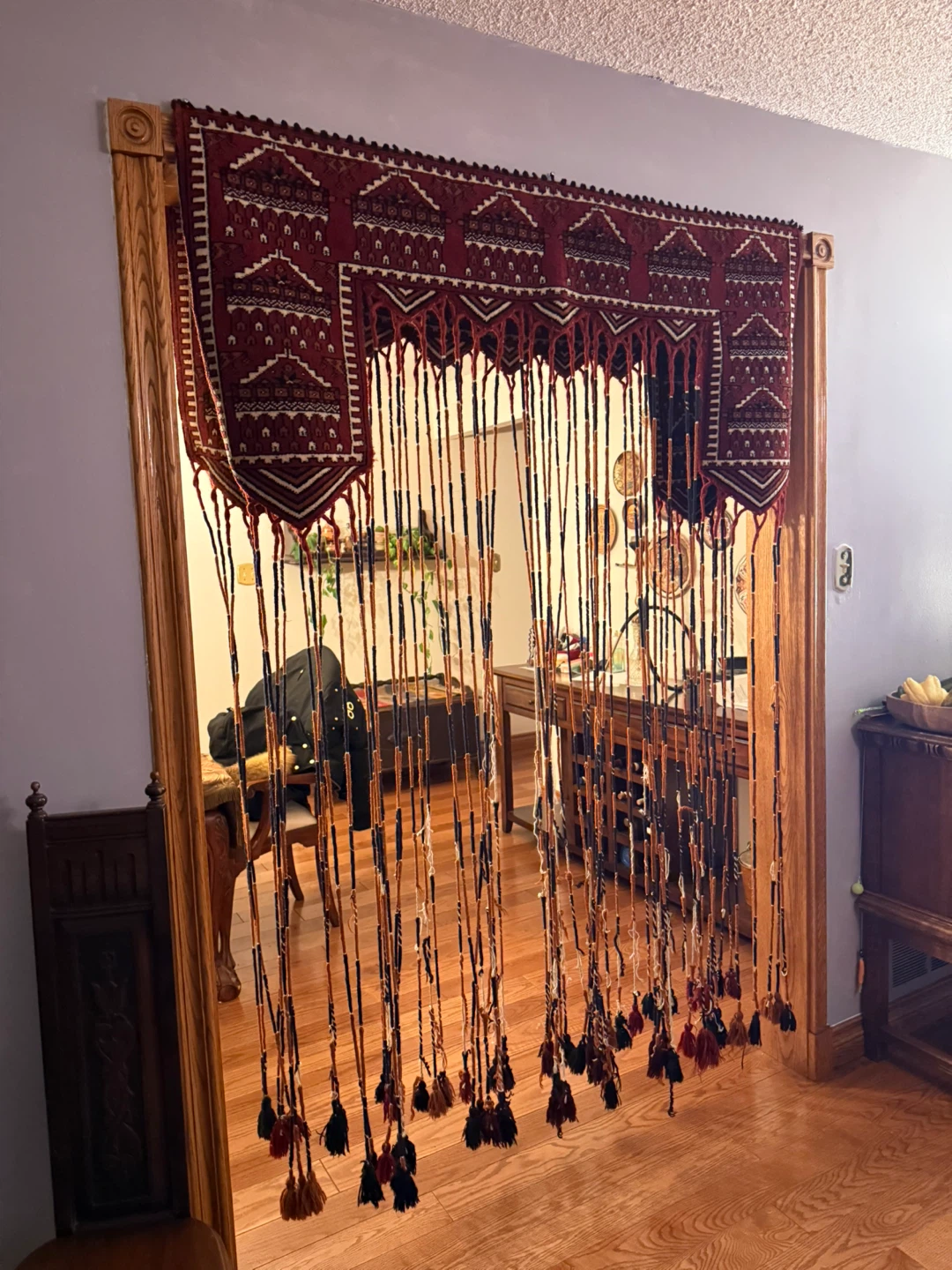 Red & Brown Beaded Doorway Curtain
