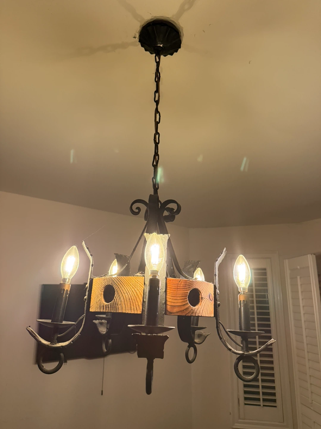 Rustic Wood & Iron Chandelier