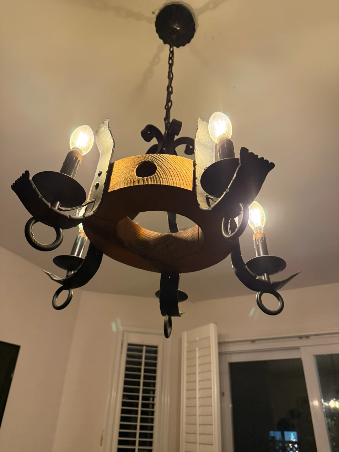 Rustic Wood & Iron Chandelier - photo 2