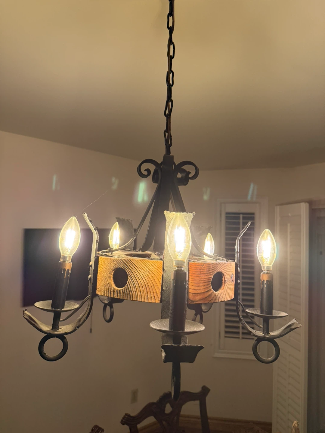 Rustic Wood & Iron Chandelier - photo 4