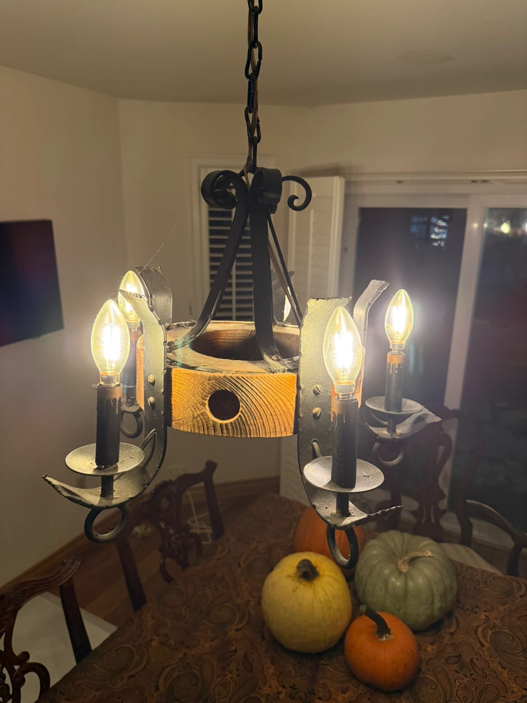 Rustic Wood & Iron Chandelier - photo 3