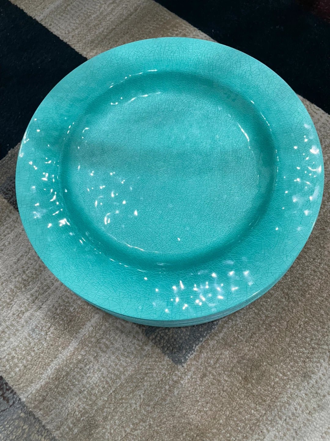 Turquoise Crackle Glaze Dinner Plates/ charger plates