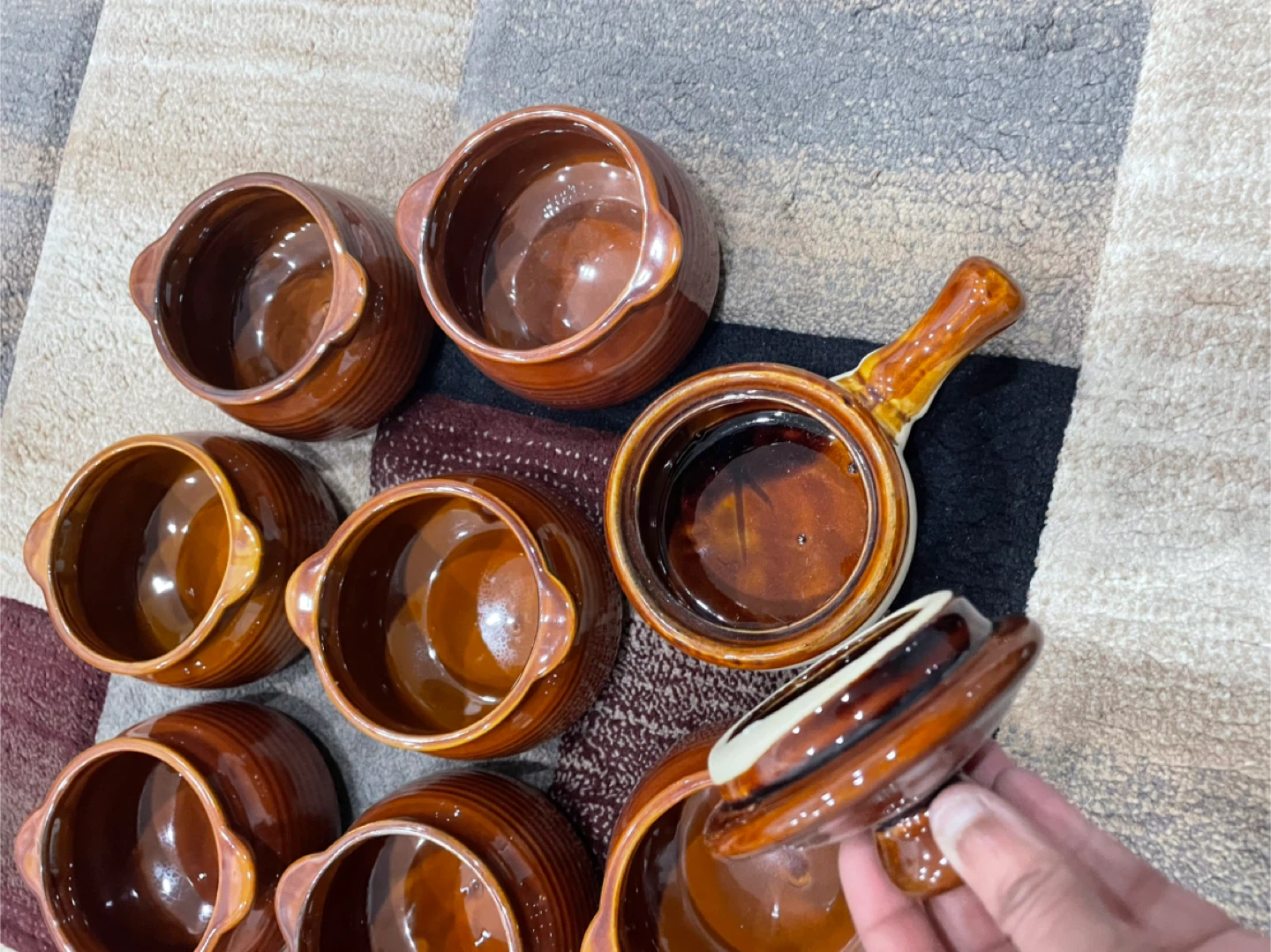Brown Stoneware French Onion Soup Bowls (Set of 8)