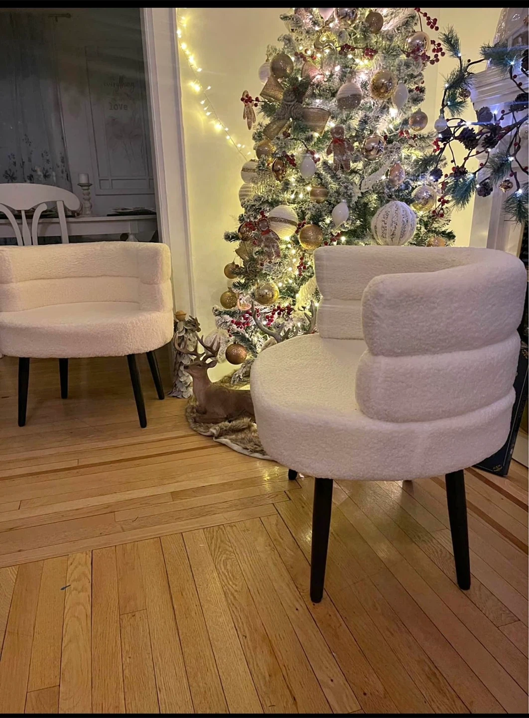 Cream Boucle Accent Chair