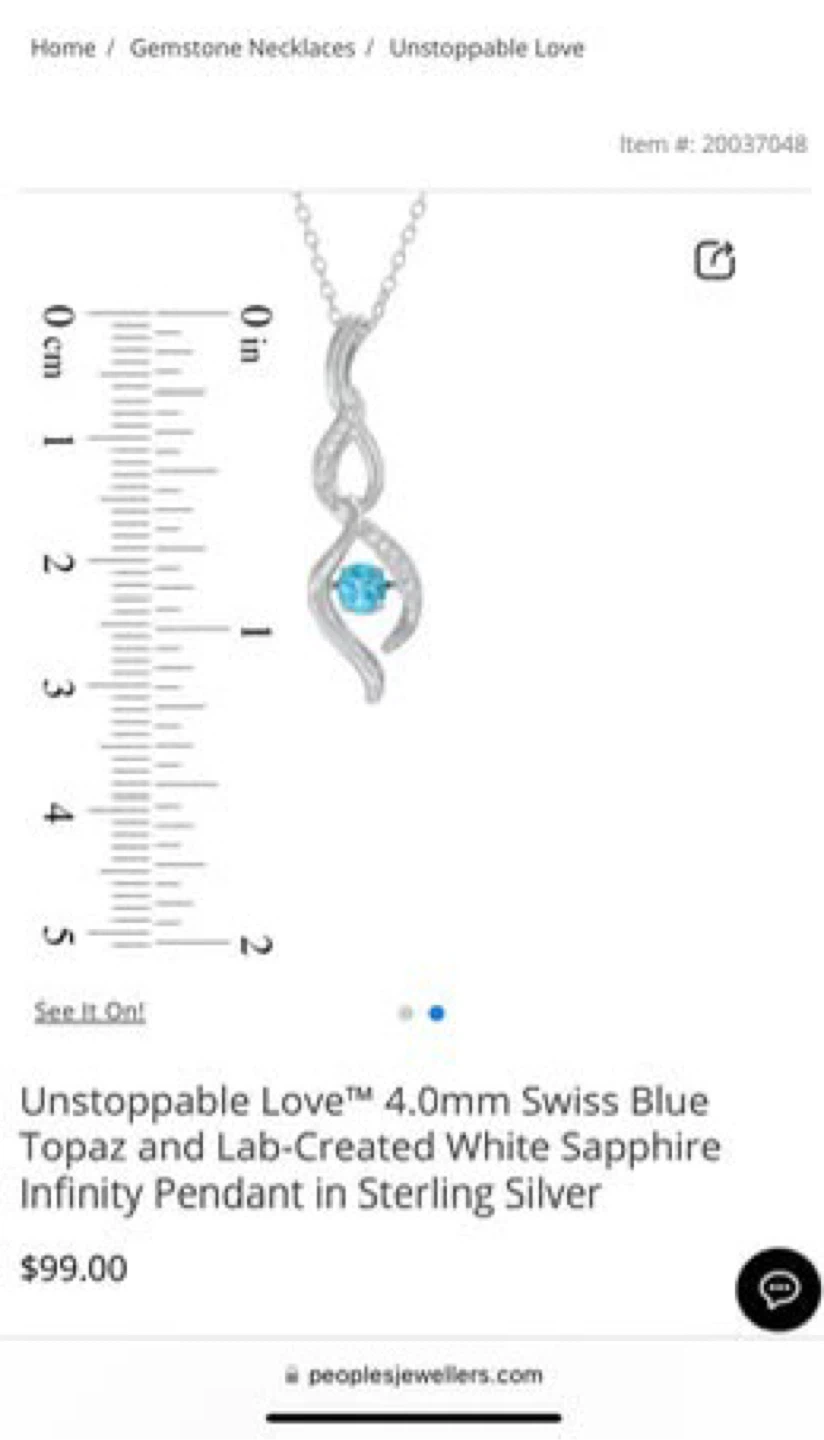 Peoples Jewellers Dancing Infinity Pendant Topaz - photo 3