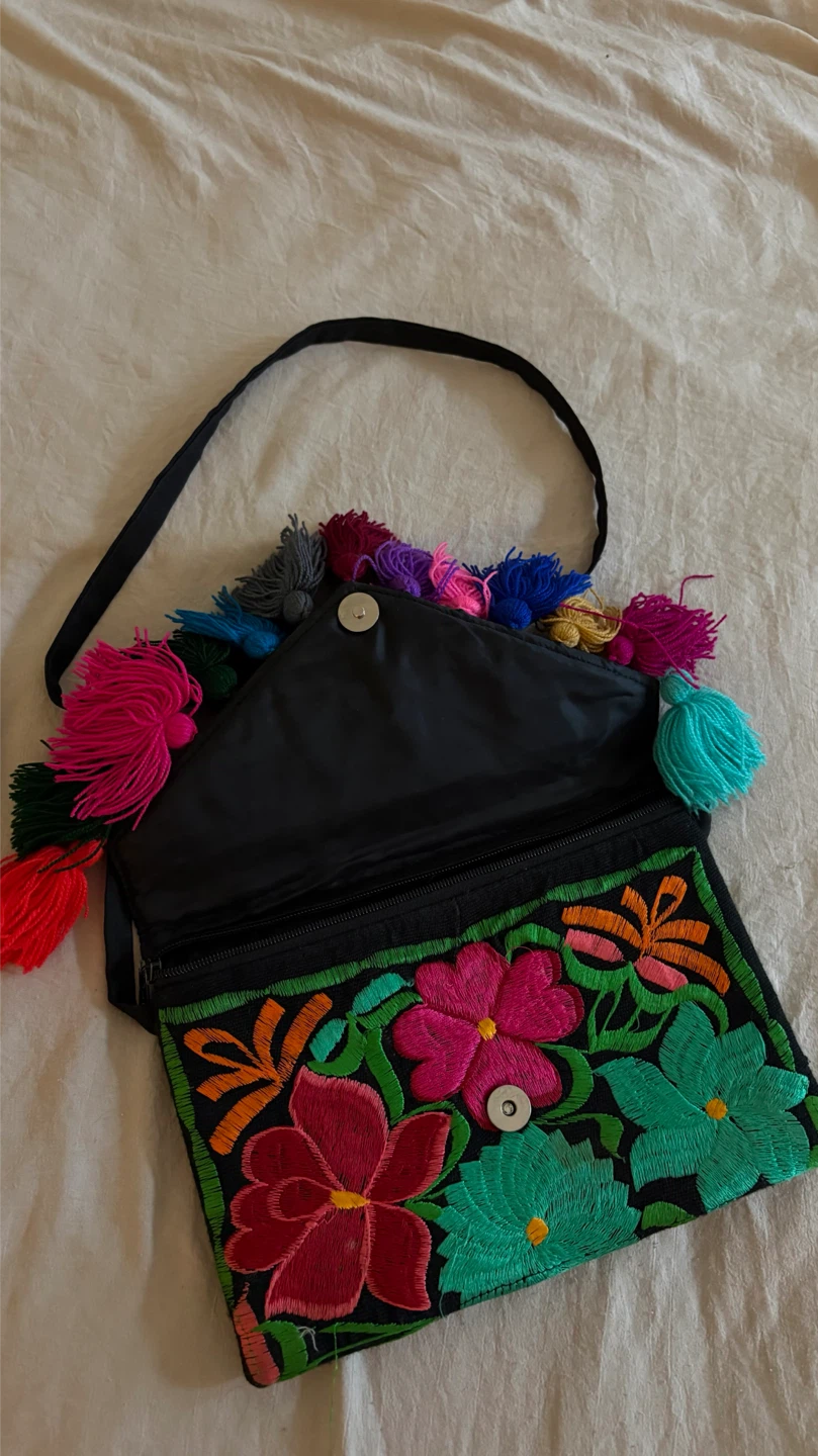 Floral Embroidered Tassel Crossbody Bag - photo 2