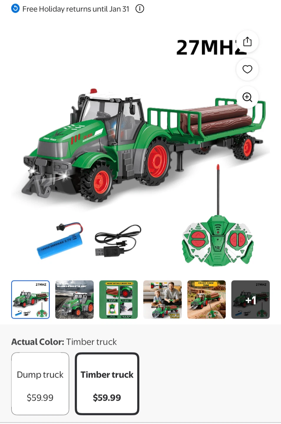 1:24 R/C Farm Tractor Toy with lights - photo 4