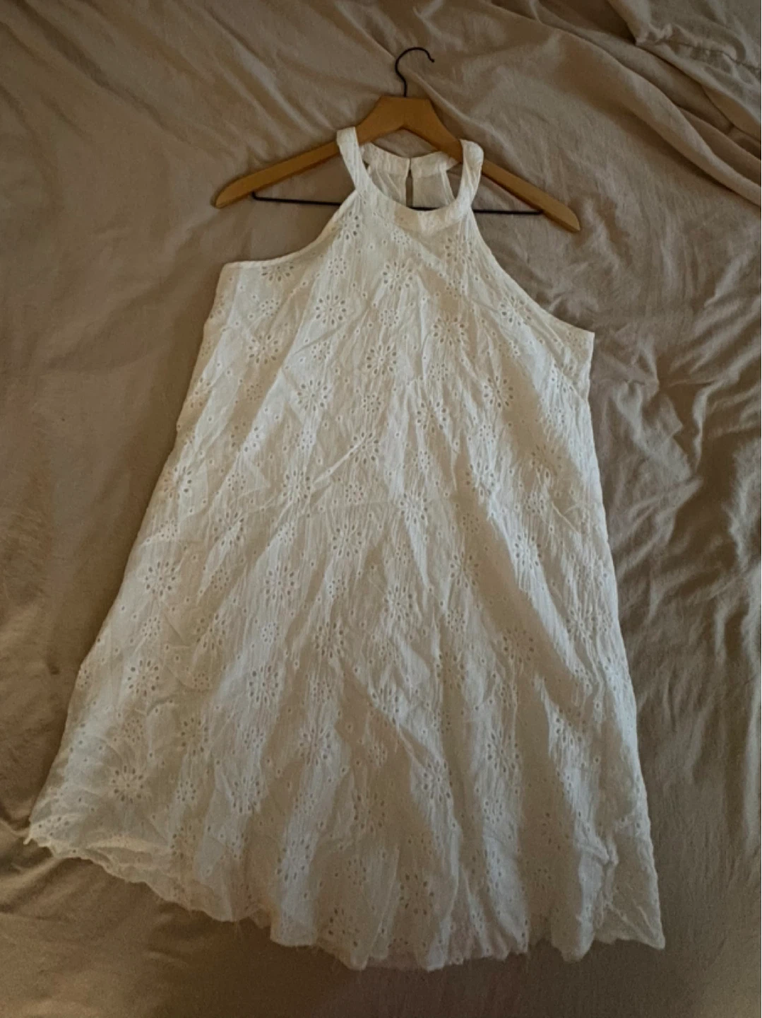 White Eyelet Halter Dress