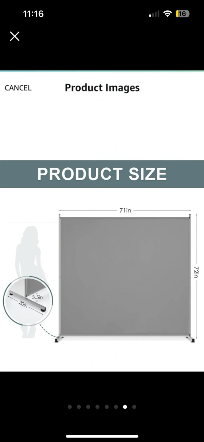 Grey Room Divider Screen 71"x71" - photo 2