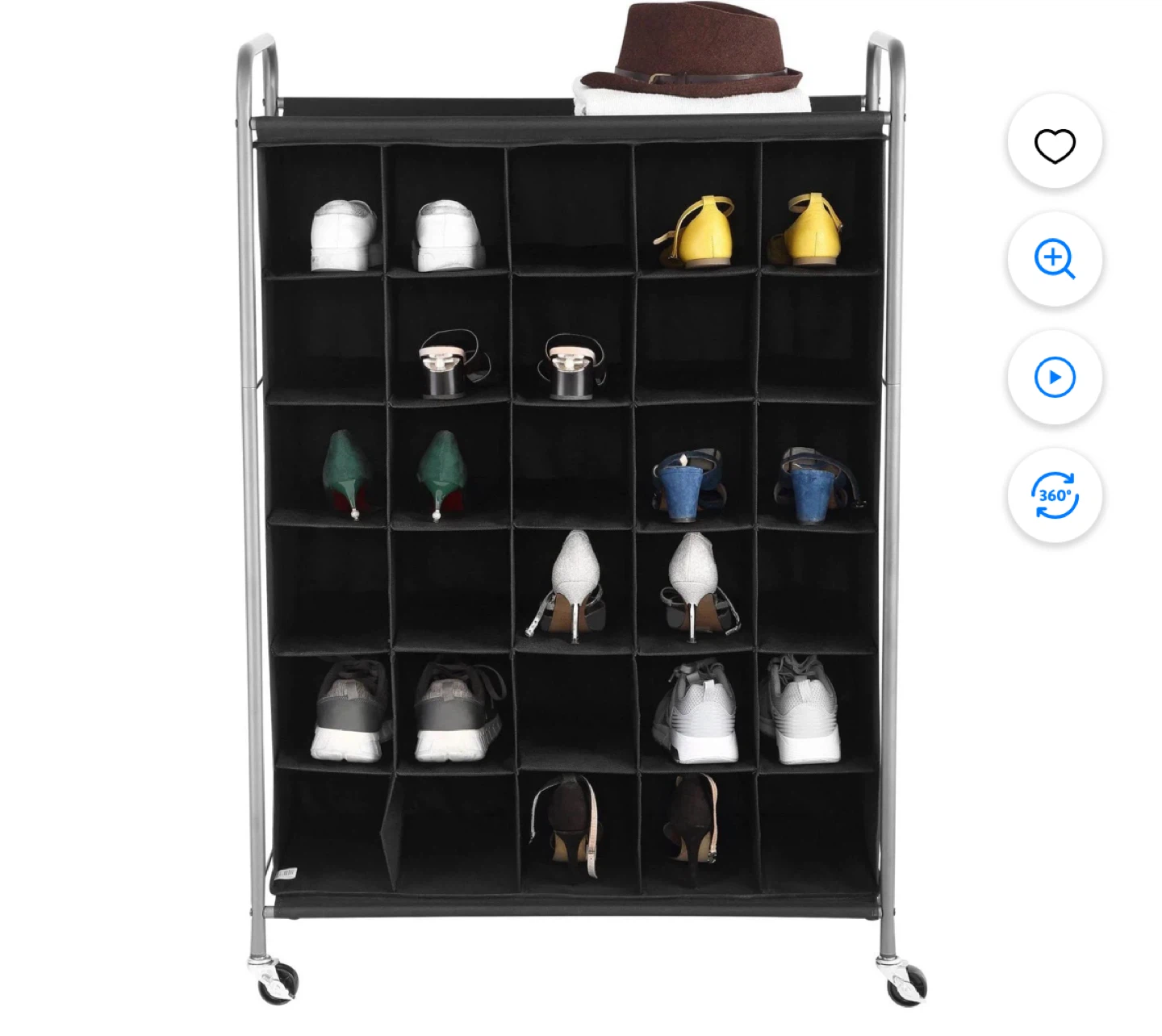 Rolling 25-Cube Shoe Rack