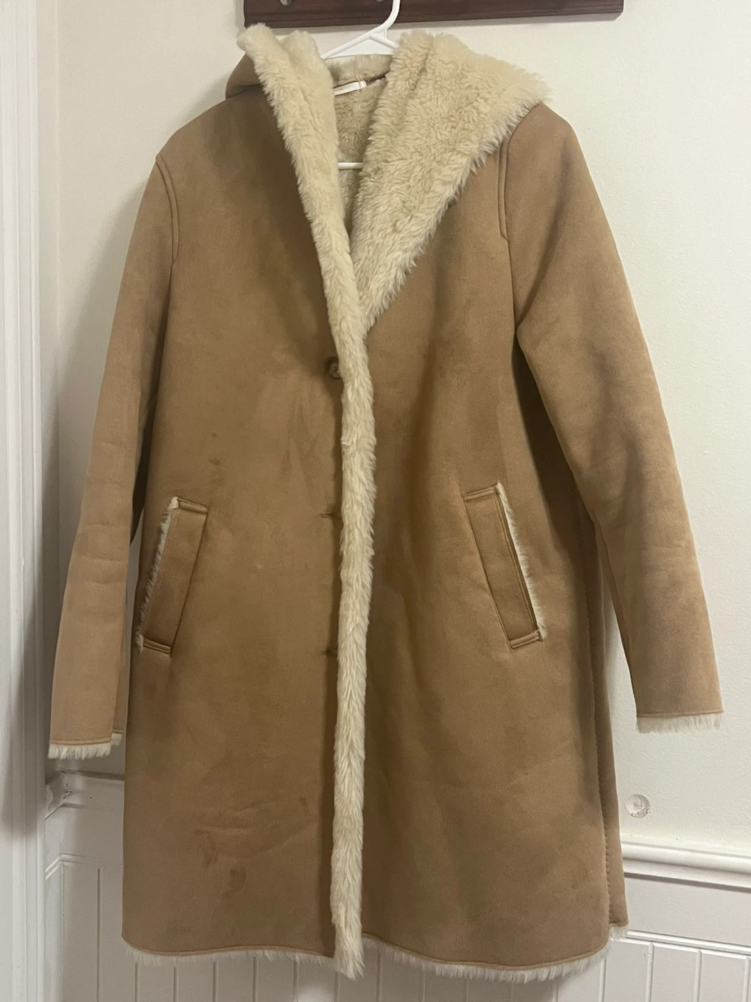 Tan Suede & Shearling Coat - photo 2