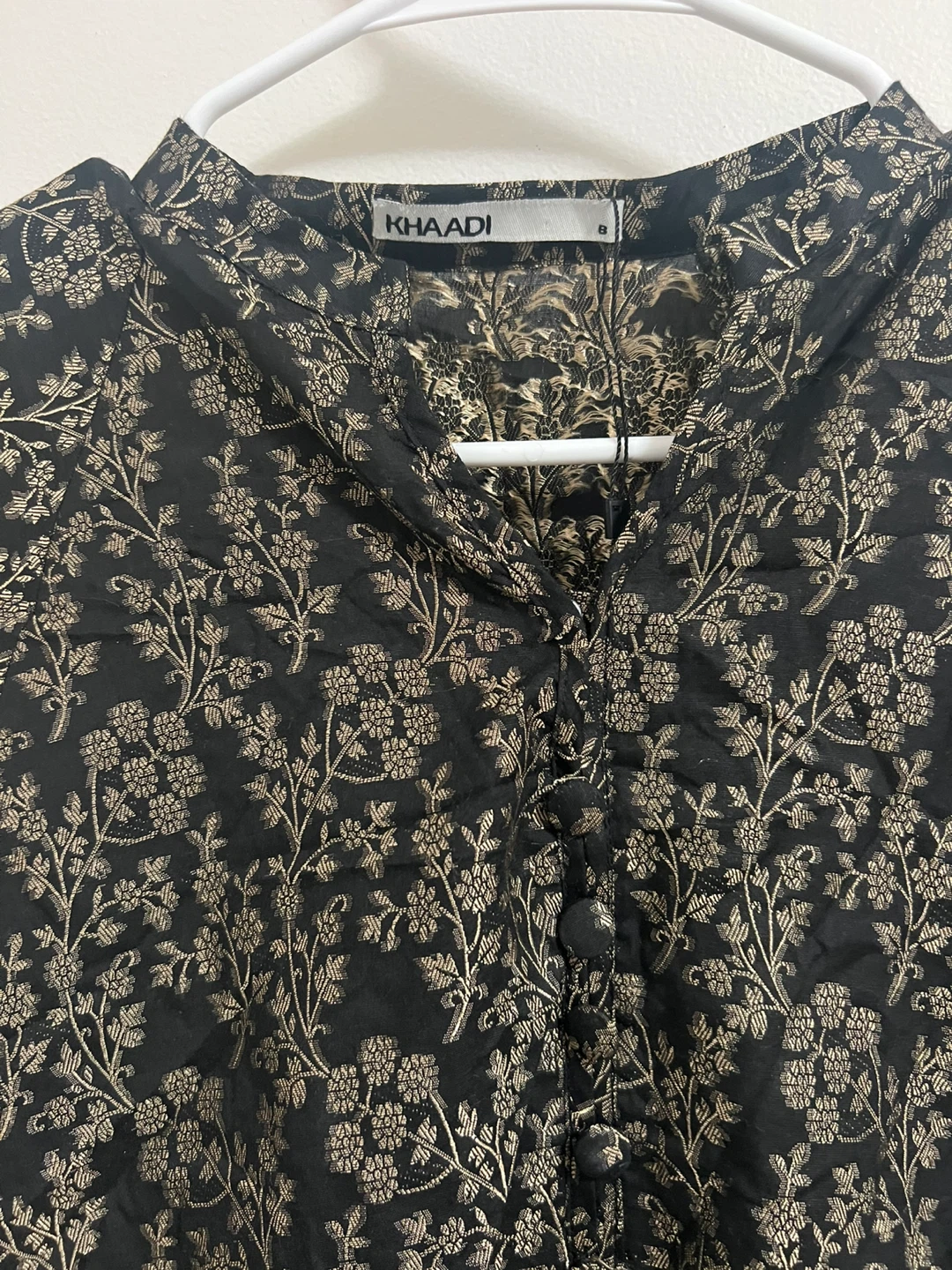 Khaadi Black Floral Print Top Size 8