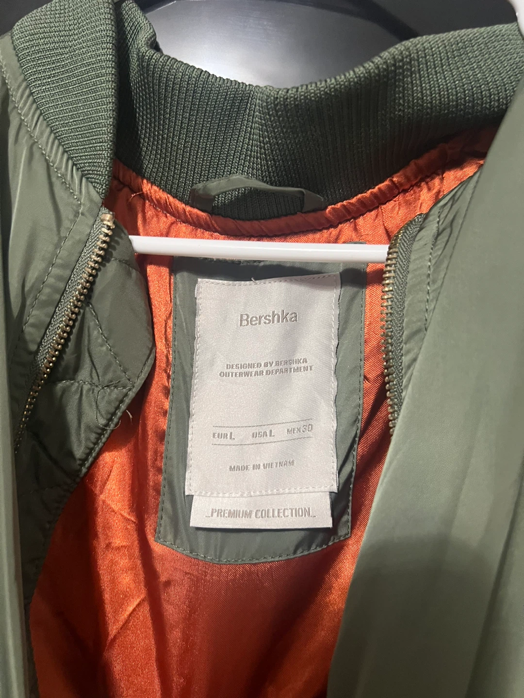 Bershka Olive Green Bomber Jacket - Size L