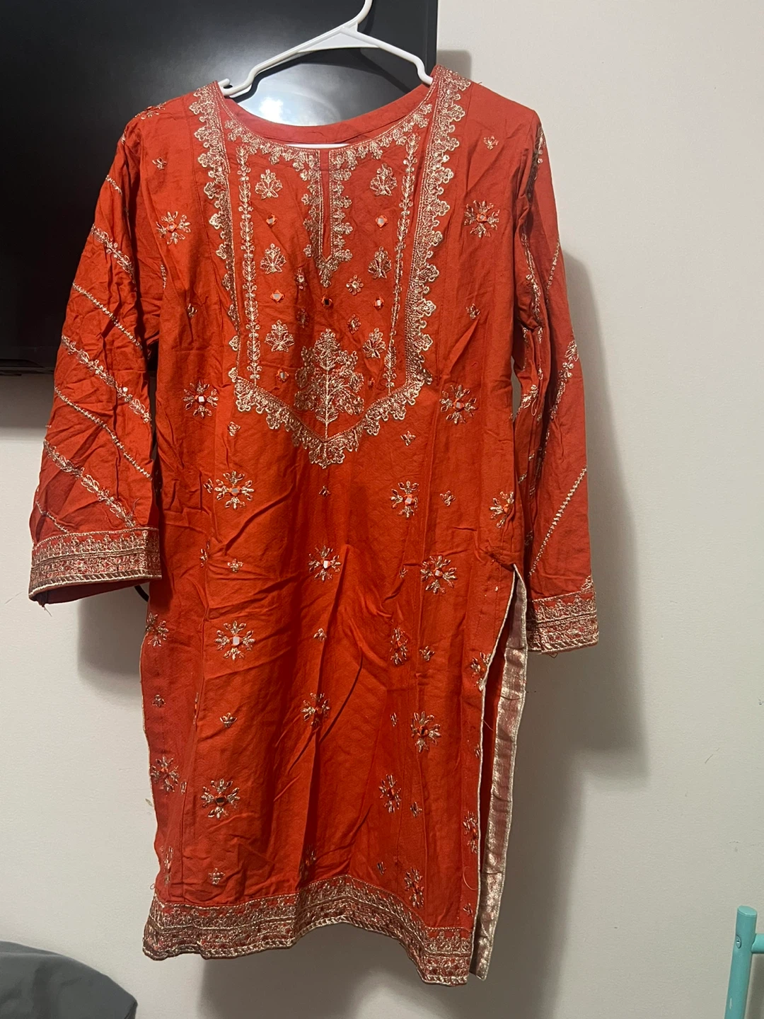 Orange Embroidered Kurti - photo 3
