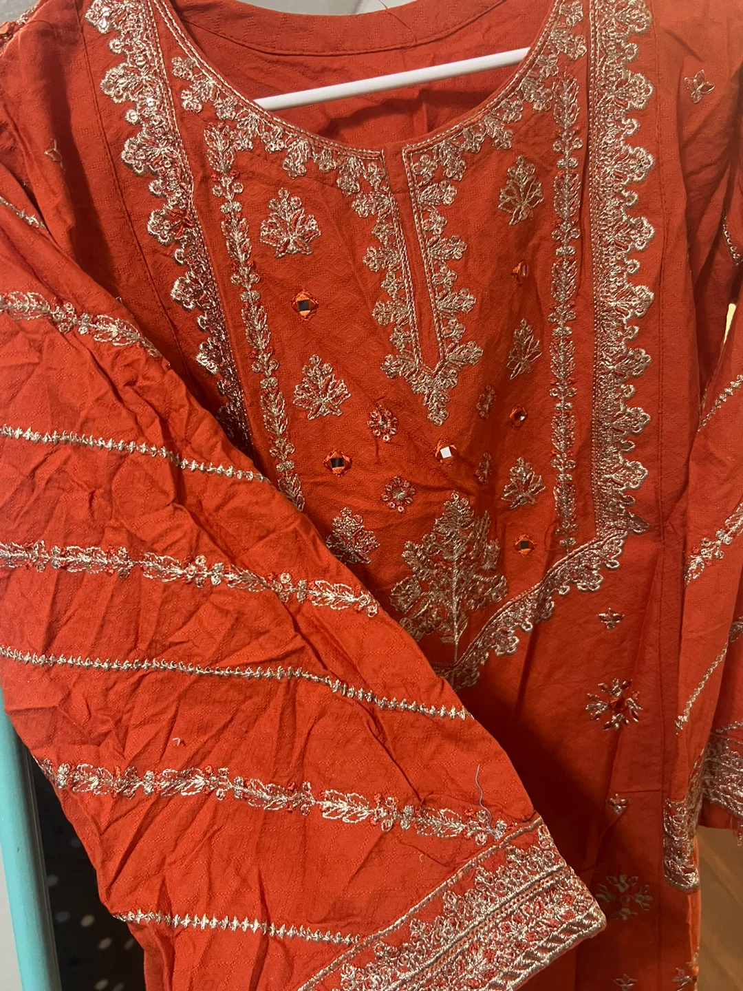 Orange Embroidered Kurti - photo 2