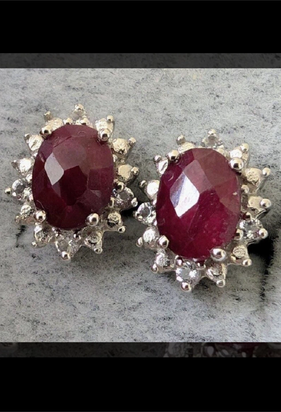 Silver Ruby & White Topaz Earrings