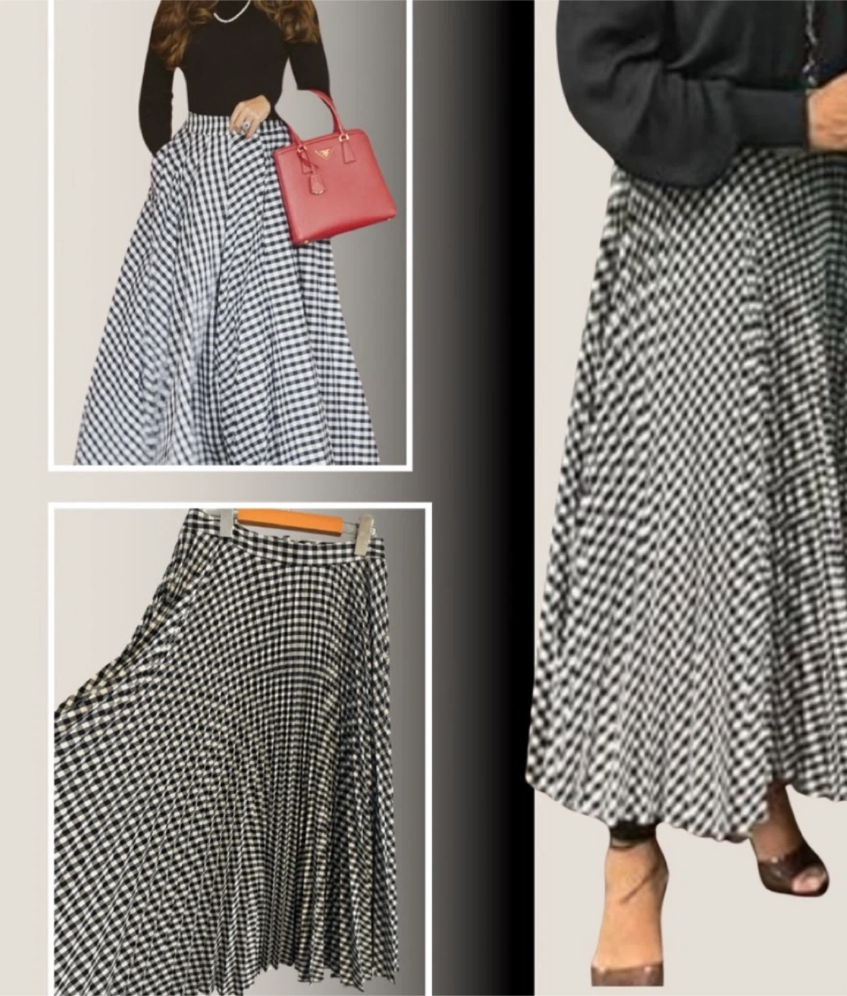 Skylar + Madison Gingham Pleated Skirt - Size M
