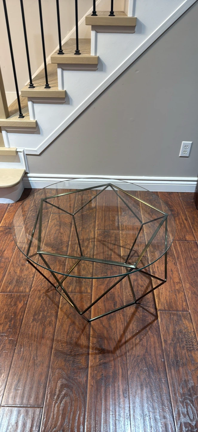 Glass Top Geometric Coffee Table - photo 2