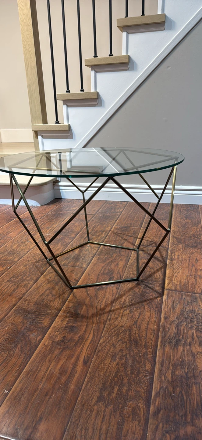 Glass Top Geometric Coffee Table