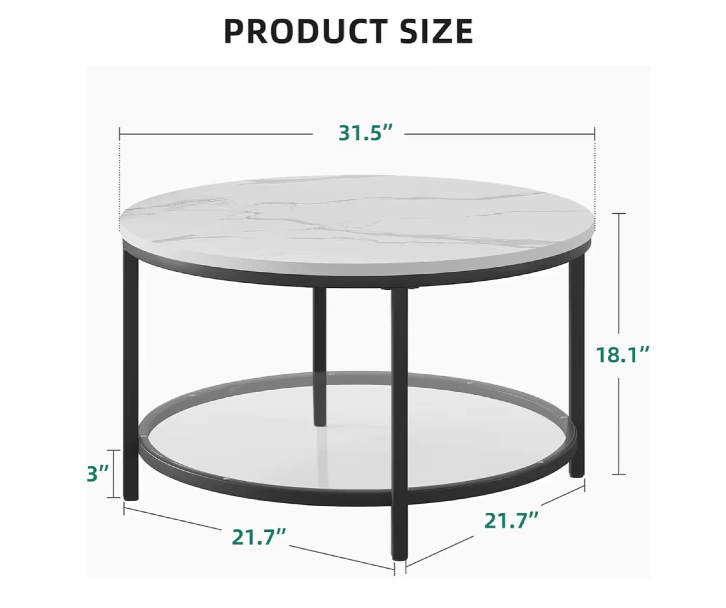Round Coffee Table - 31.5 inch Diameter - photo 2