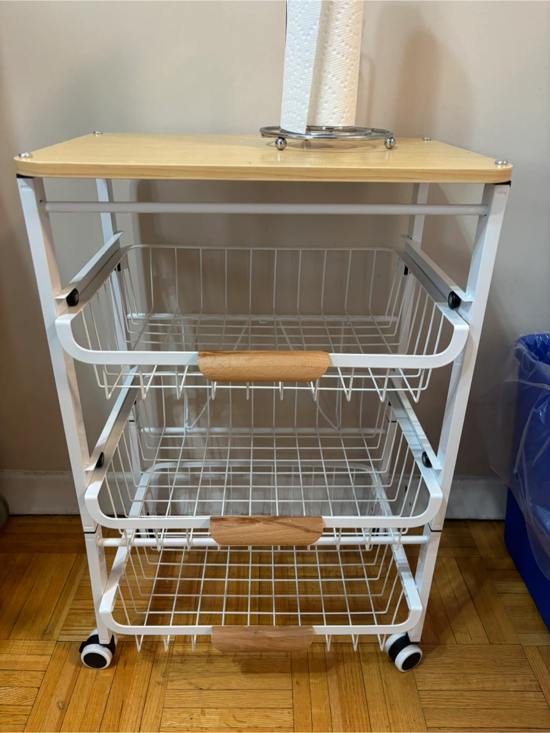 Rolling fruit Cart with 3 Baskets