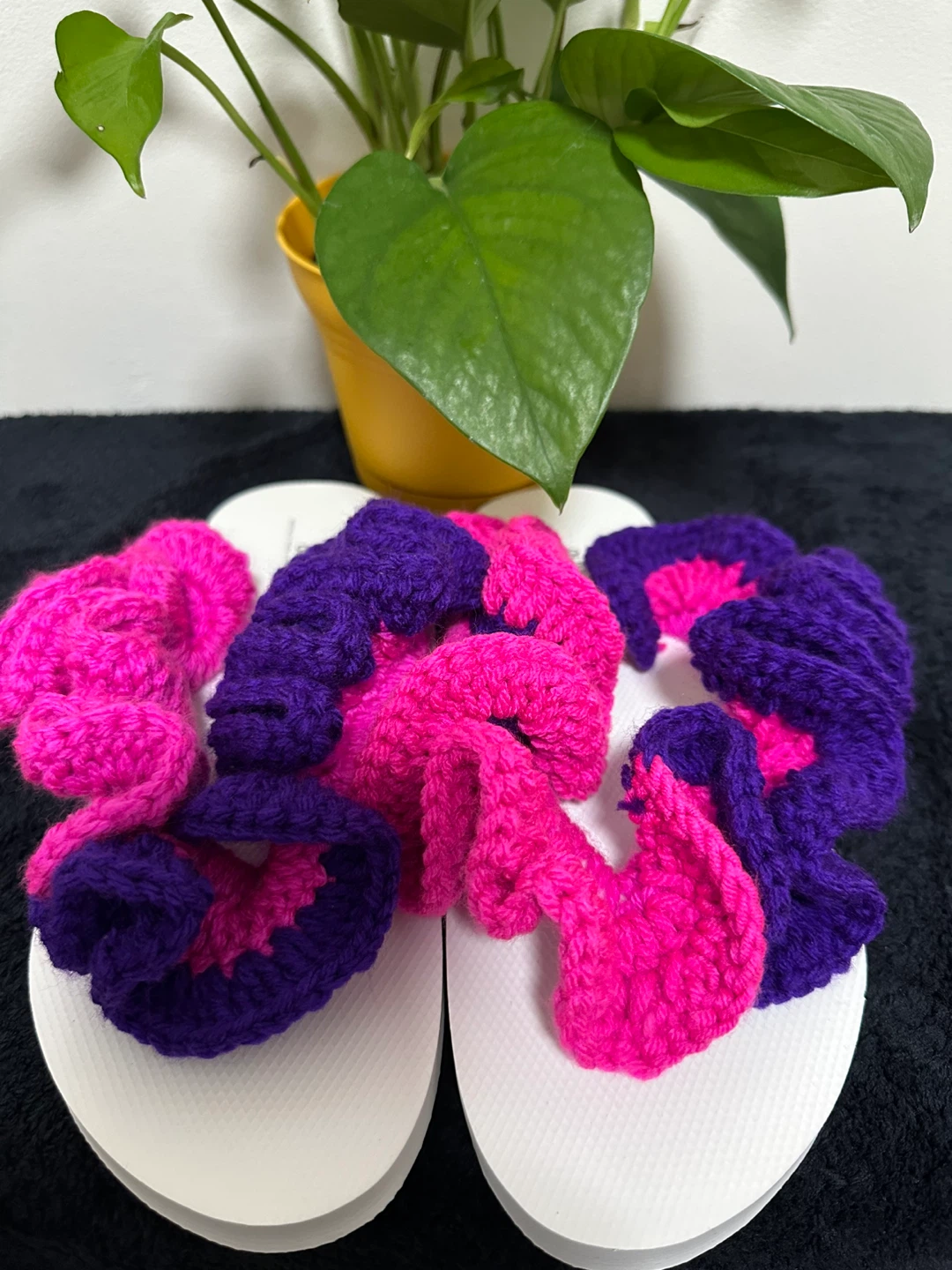 Handmade Crochet Flip Flops - Pink & Purple - photo 3