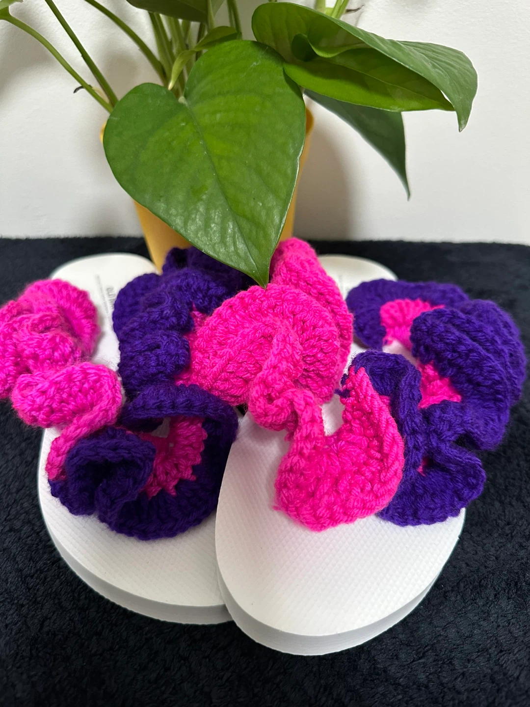 Handmade Crochet Flip Flops - Pink & Purple - photo 4