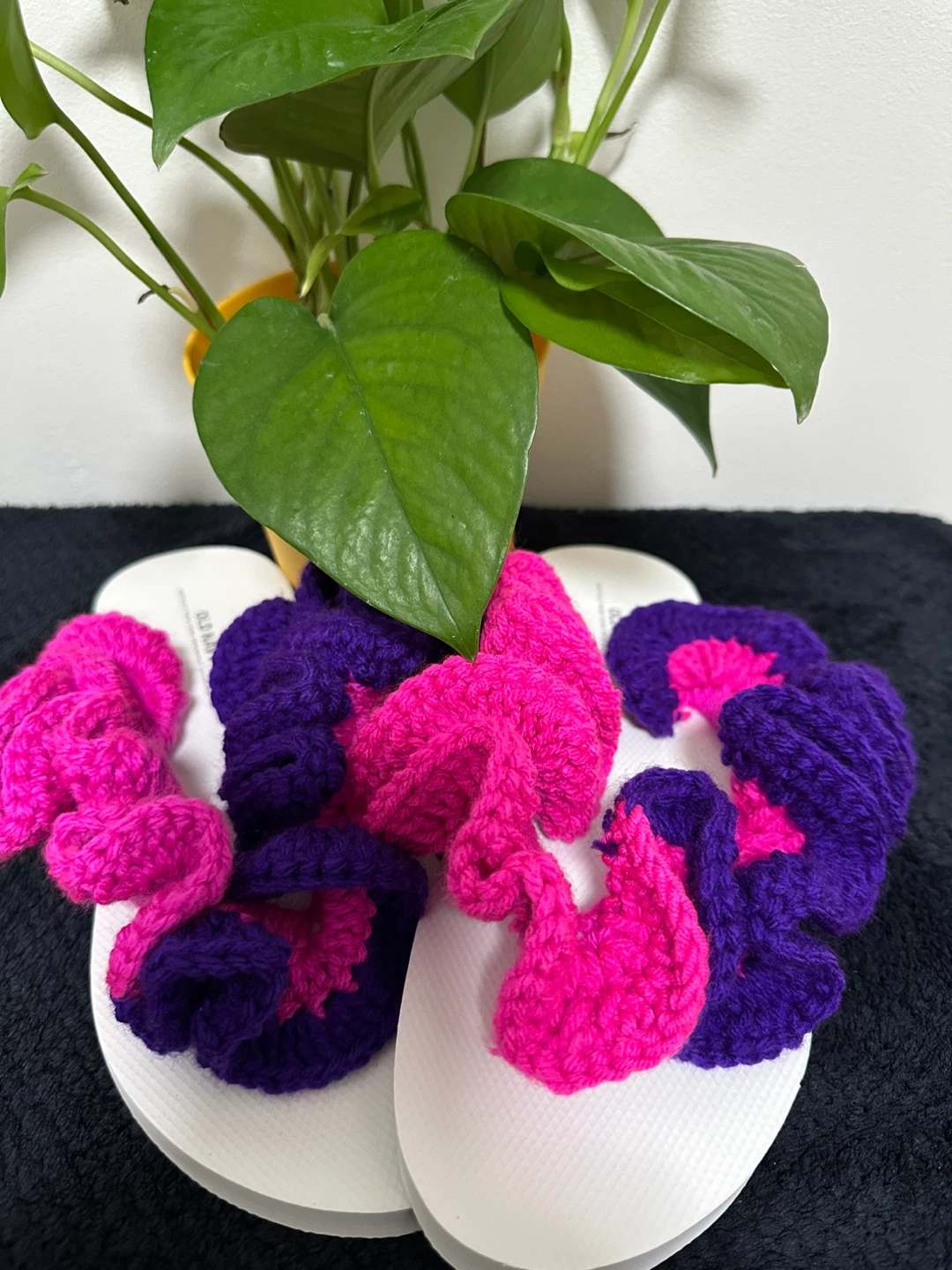 Handmade Crochet Flip Flops - Pink & Purple
