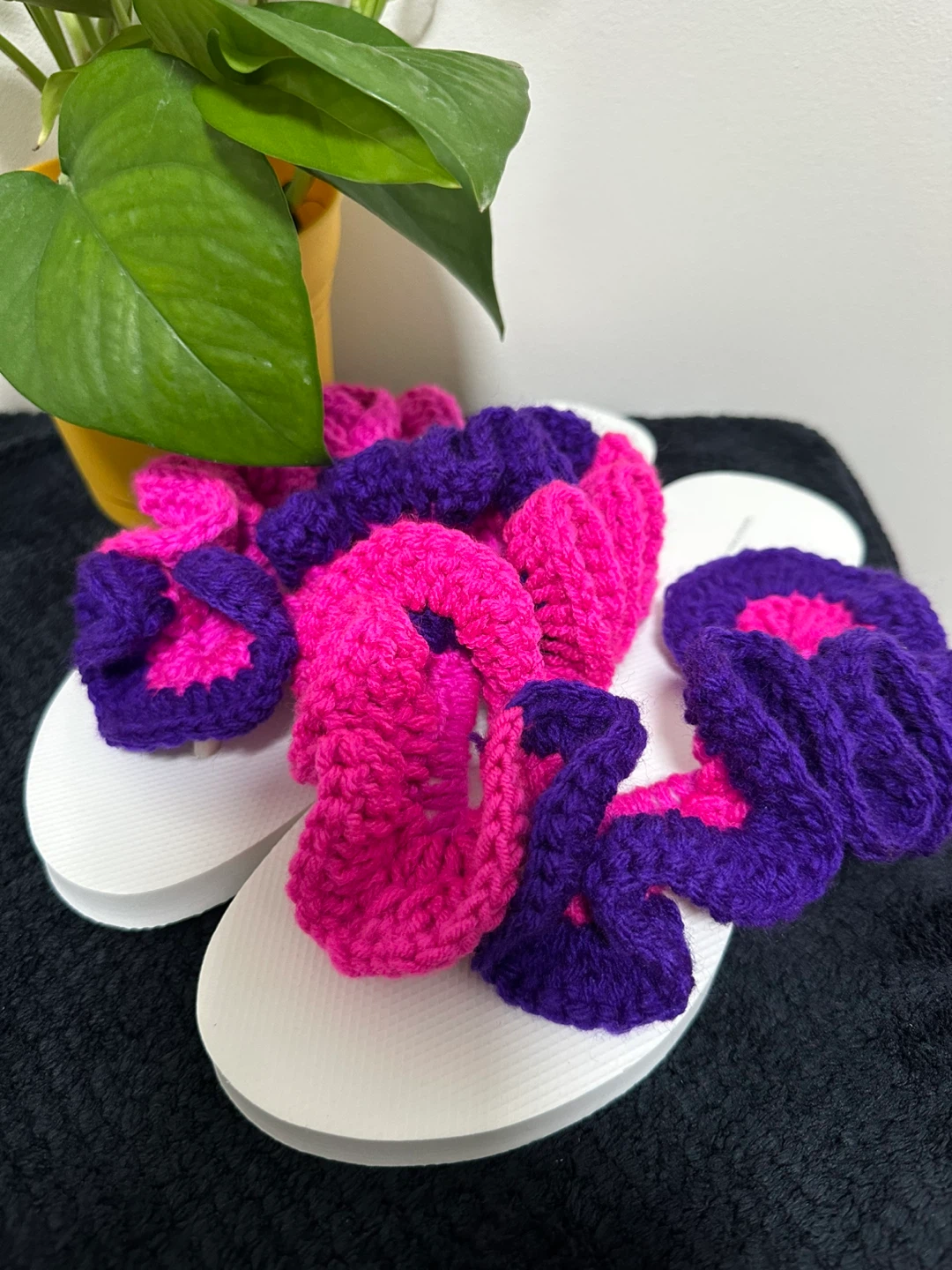 Handmade Crochet Flip Flops - Pink & Purple - photo 5