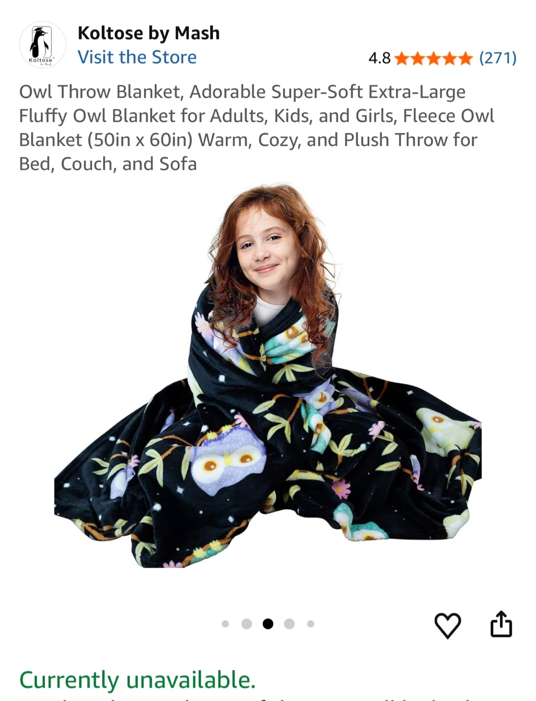Owl Throw Blanket 50x60