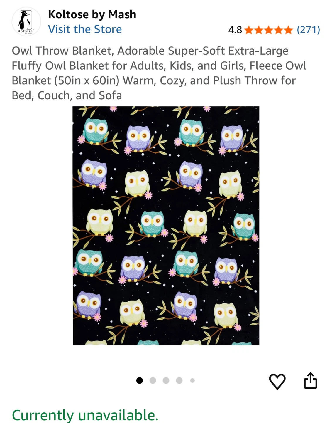 Owl Throw Blanket 50x60 - photo 2
