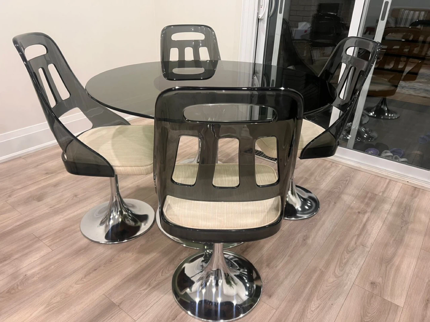 Glass Round Dining Table with 4 Chairs - photo 2