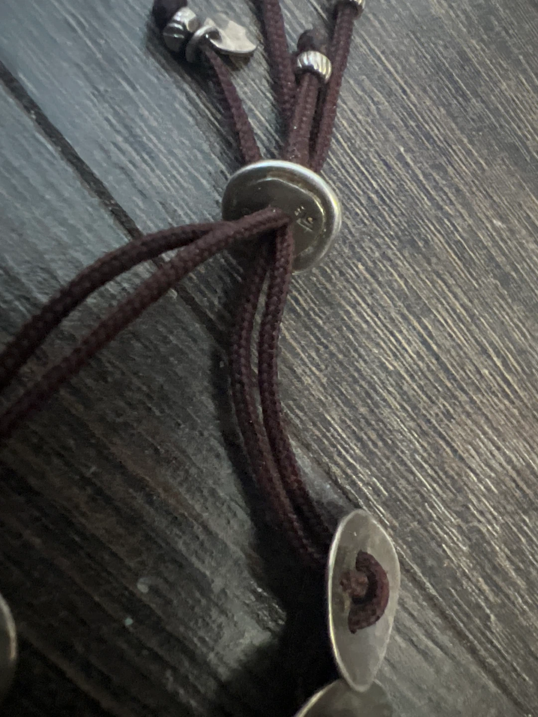 Silver 925 Bracelet with Brown Cord - photo 2
