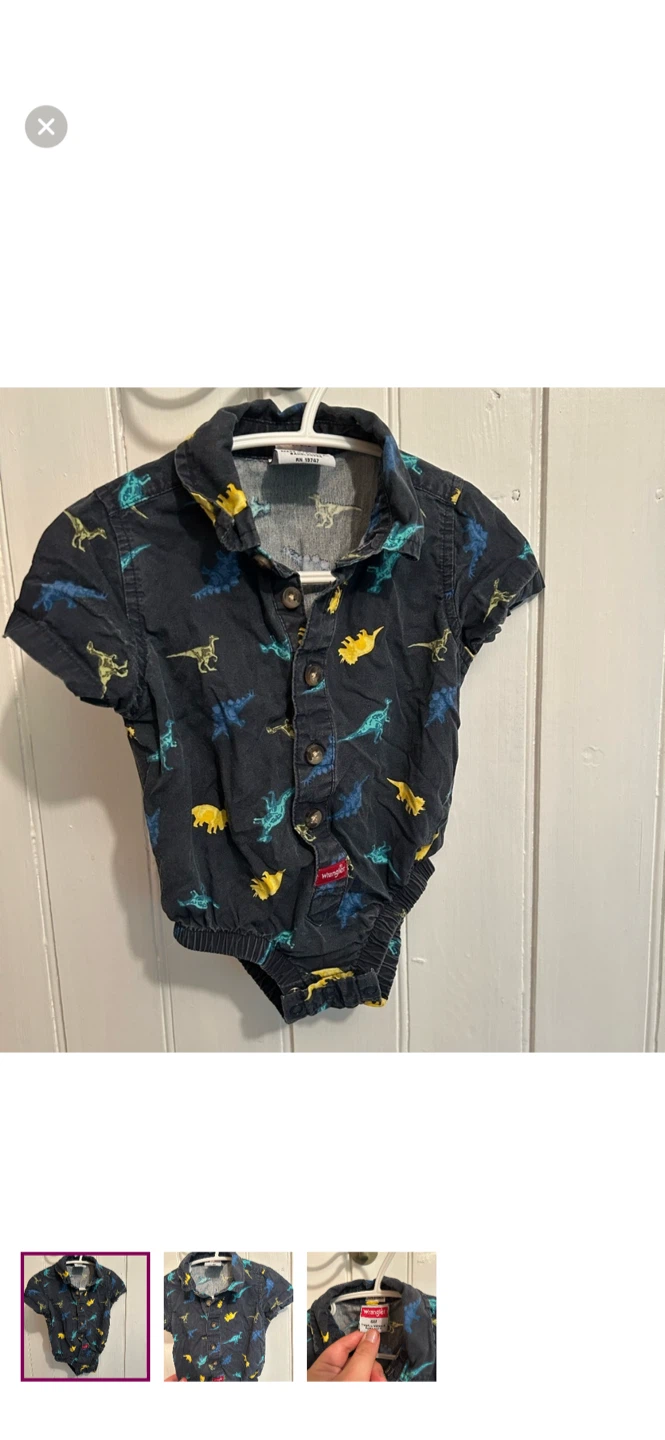 Wrangler 6M Dinosaur Print onesie