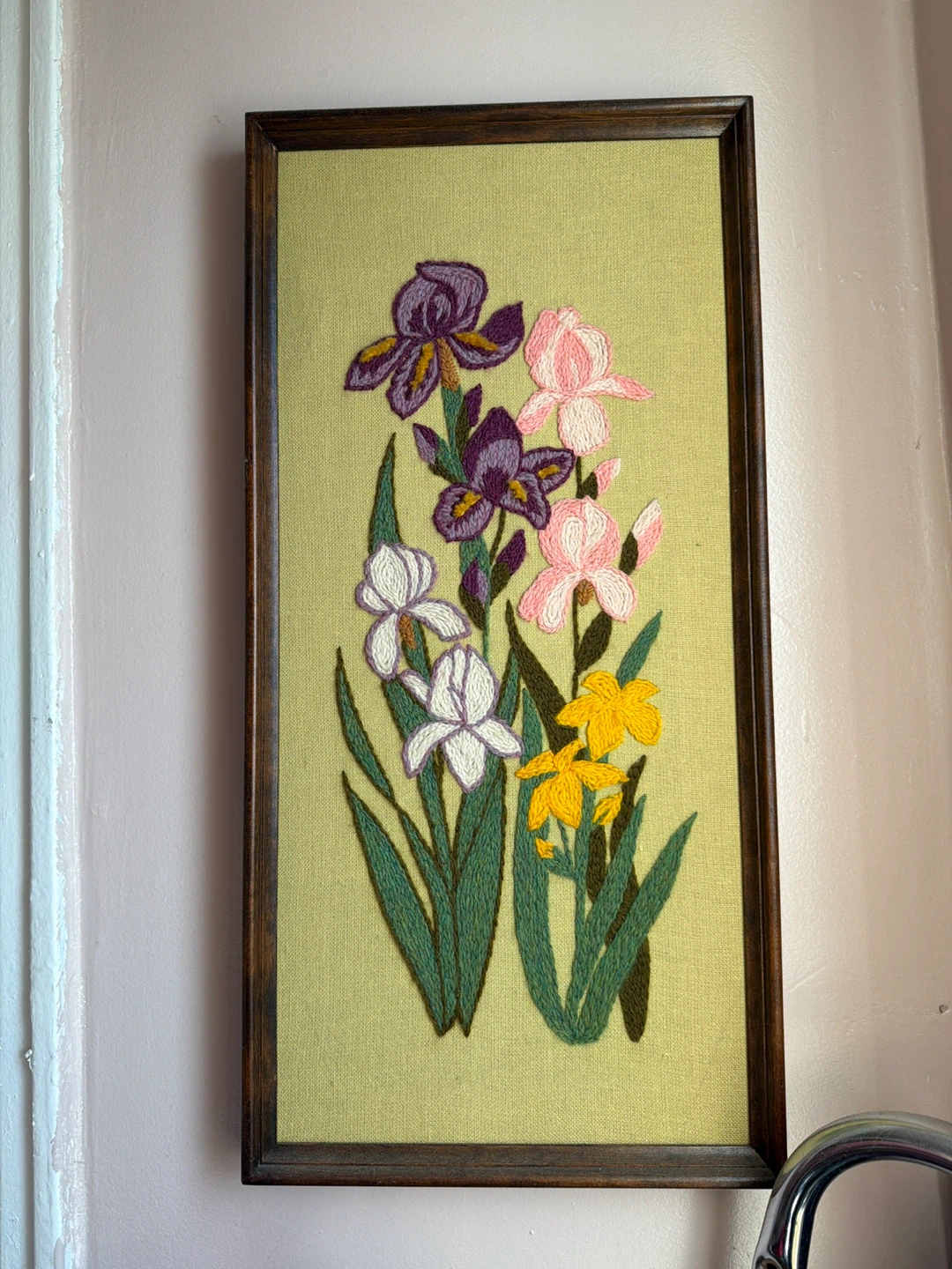 Vintage Framed Floral Needlepoint Art