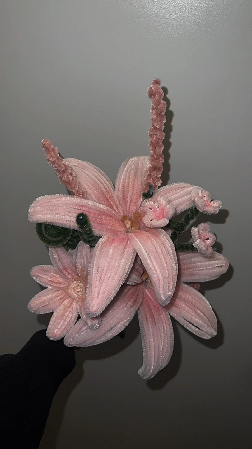 Pink Chenille Stem Flower Bouquet