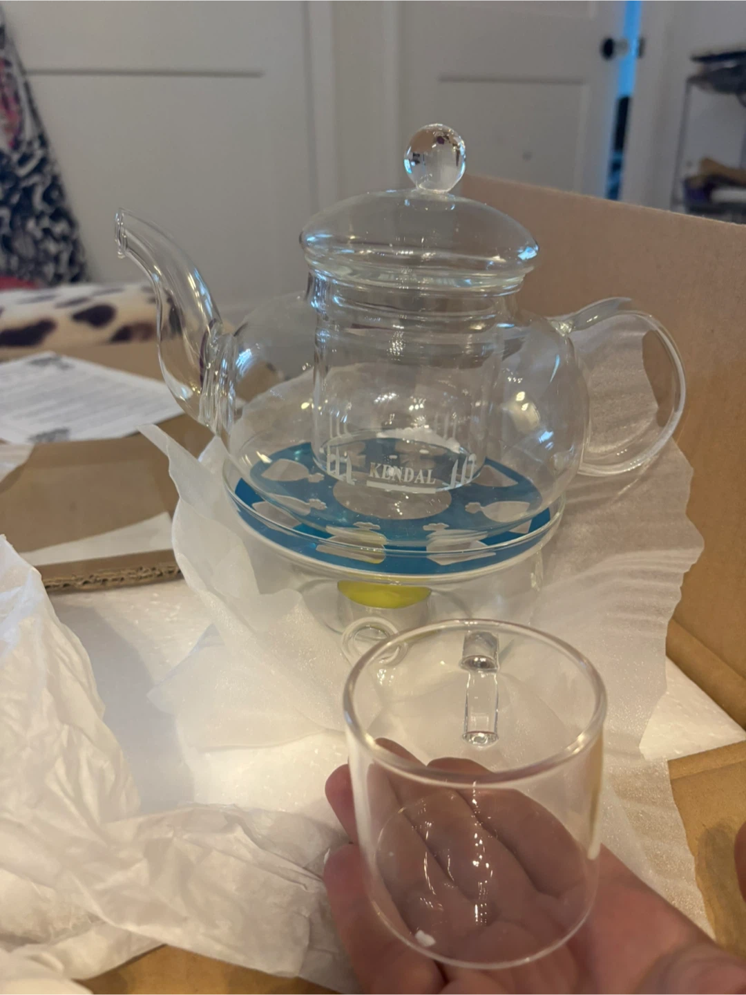 Kendal Glass Teapot Warmer Set - New in Box! - photo 3