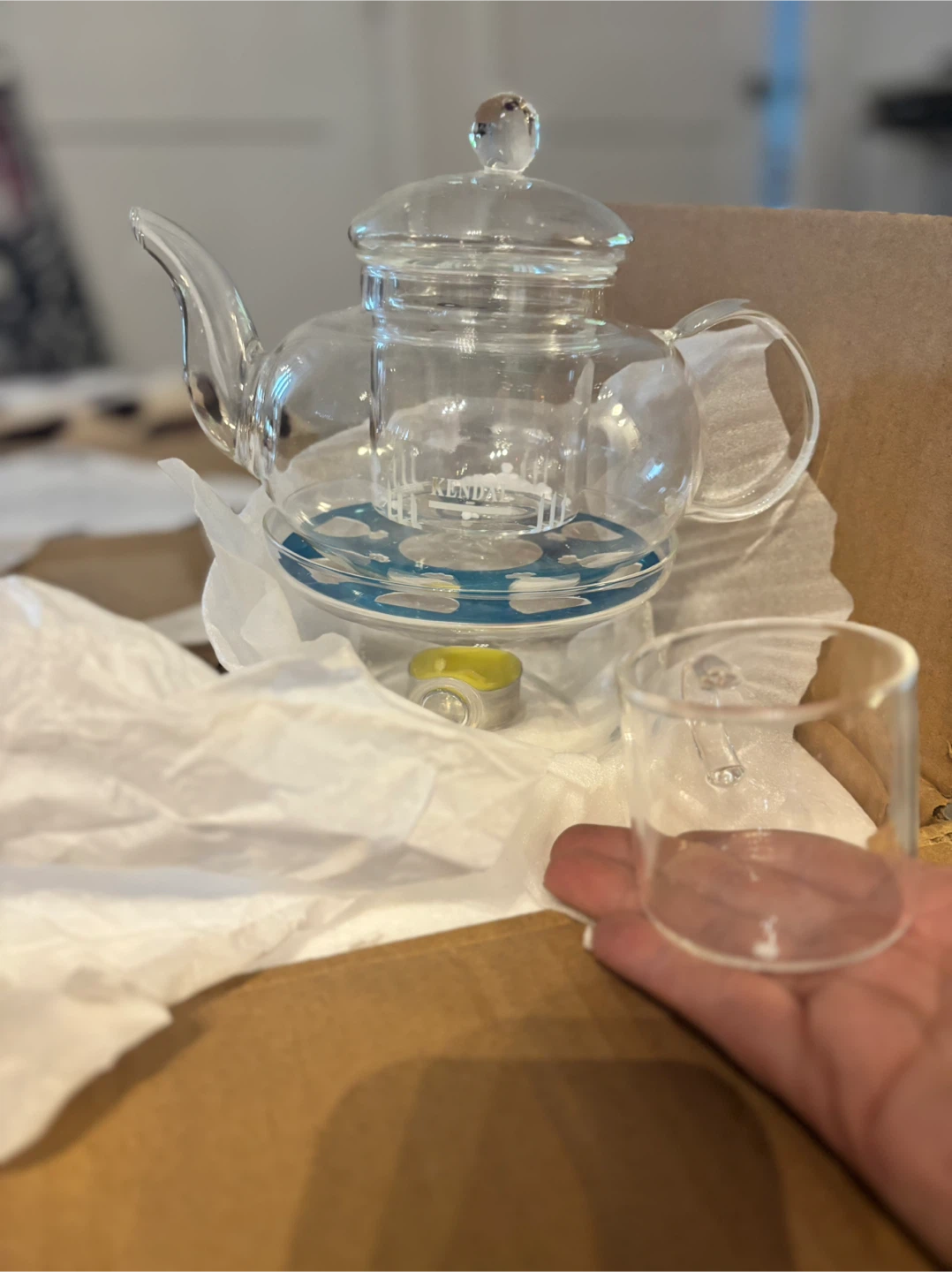 Kendal Glass Teapot Warmer Set - New in Box! - photo 2