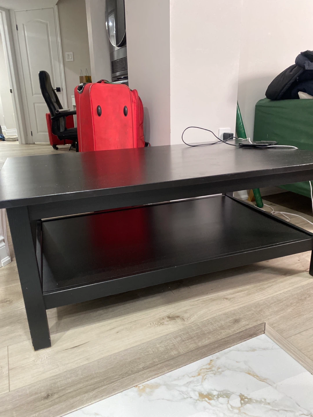 Black Coffee Table with Bottom Shelf - photo 2