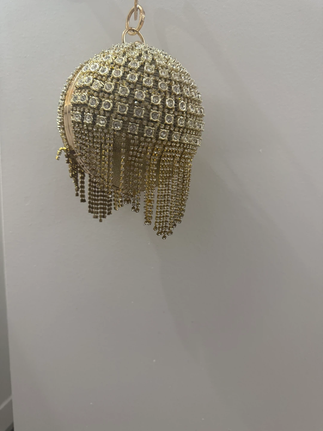 Gold Rhinestone Ball Clutch